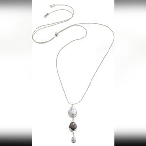SAACHI Triplicity Orb Drop Sliver Necklace With Adjustable Back NWT$78